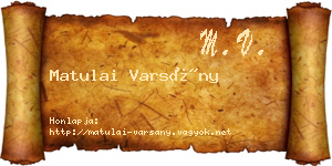 Matulai Varsány névjegykártya